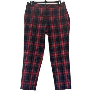 J. Jill Red and Black Plaid Cropped Pants